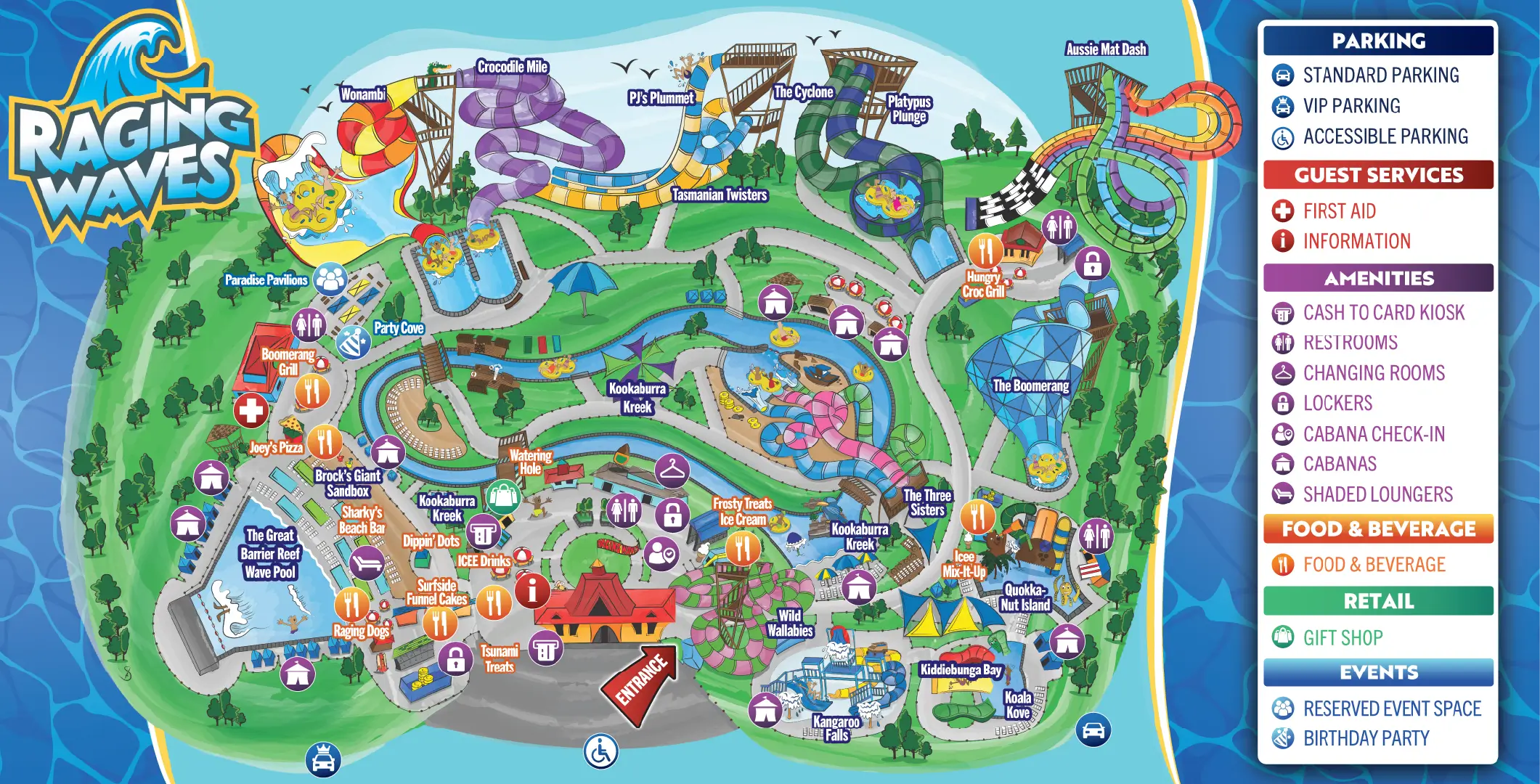 Park Map for Raging Waves